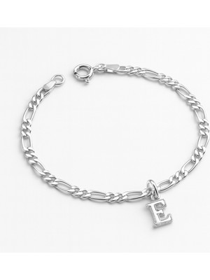 PremiumPort 925 Ayar Harfli Gümüş Bileklik, Sevgiliye Hediye, Figaro Tasarımı