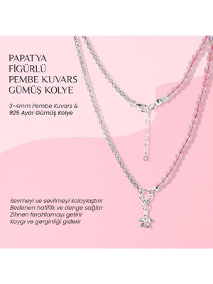 PremiumPort Pembe Kuvars Taşlı Papatya Gümüş Kolye, Zarif ve Şık Tasarım