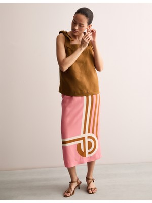 Marks & Spencer Saf Keten Kare Yaka Bluz