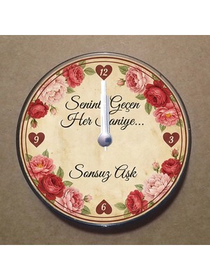 Bsb Sevgili Aşk Temalı Magnet Saat Buzdolabı Süsü Duvar Saati 10,5cm MS6002