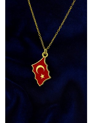 PremiumPort 925 Ayar Gümüş Türk Bayrağı Kolye, Şık ve Parlak Tasarım