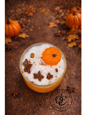 Kremalı Balkabağı Mum Cam Kap Kahve&vanilya