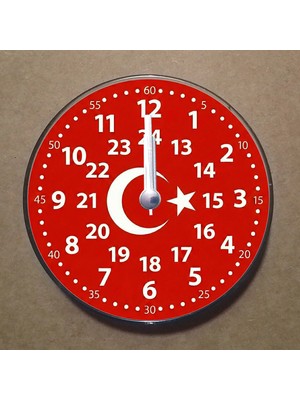 Bsb Kırmızı Beyaz Bayrak Temalı Magnet Saat Buzdolabı Süsü Duvar Saati 10,5cm MS4011