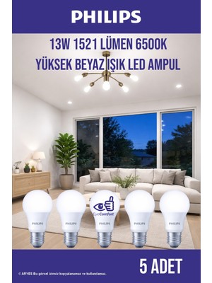 Philips Yüksek Beyaz Işık LED Ampul 13W | 1521 Lümen | Eyecomfort | E27