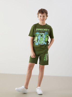 Lc Waikiki Yeni Sezon Beli Lastikli Minecraft Baskılı Erkek Çocuk Şort