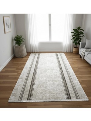 Bademli Halı Lüx Kaymaz Taban Dekoratif Halı 9016 Vizon