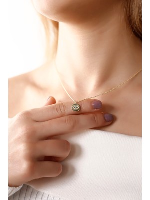 PremiumPort Yuvarlak Firuze Taşlı 925 Ayar Gümüş Kolye, Şık ve Zarif Tasarım