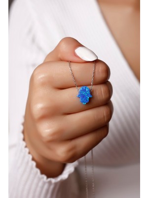 PremiumPort Parlak Opal ve Rodyum Kaplama Gümüş Kolye, Zarif ve Şık Tasarım