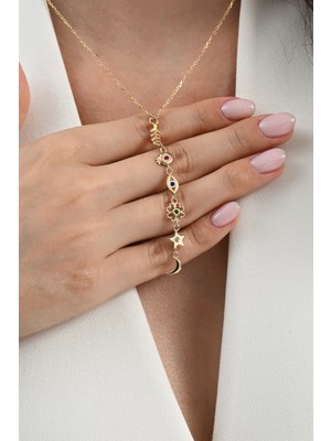 PremiumPort Parlak 925 Ayar Gümüş Kolye, Şans ve Bereket Teması, Şık Takı