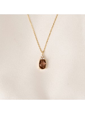 PremiumPort Şık Oval Zultanit Taşlı 925 Ayar Gümüş Kolye