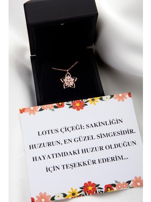 PremiumPort Işıklı Kutu Kırmızı Altın Rengi Lotus Çiçek Kolye