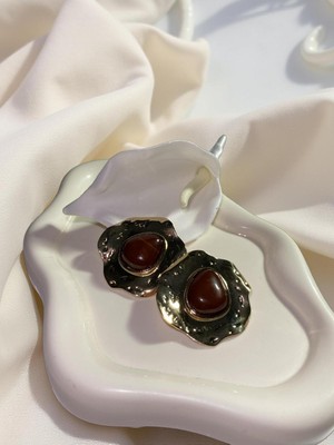 Ezgiarslanatalier Çelik Kahverengi Vintage Küpe