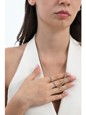 PremiumPort 925 Ayar Gümüş Burgu Modeli Halat Zincir, Şık ve Zarif Tasarım