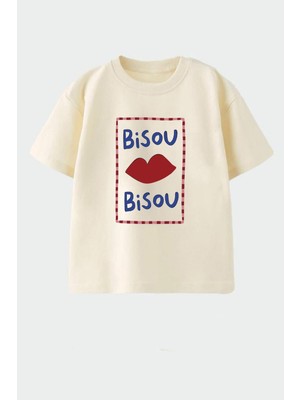 Monila Kız Çocuk Baskılı Pamuklu Bisiklet Yaka T-Shirt