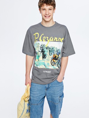 Lc Waikiki Yeni Sezon Bisiklet Yaka Cezanne Baskılı Genç Erkek Tişört
