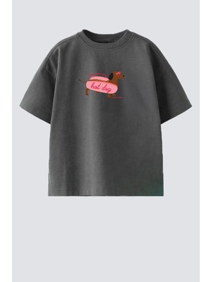 Monila Kız Çocuk Pamuklu Bisiklet Yaka Baskılı T-Shirt