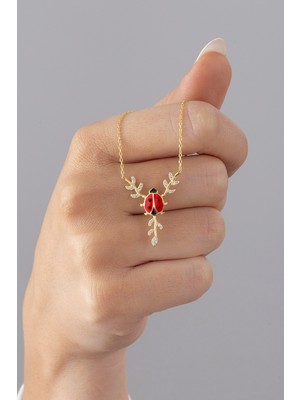 PremiumPort 925 Ayar Gümüş Kelebek ve Uğur Böceği Kadın Kolye