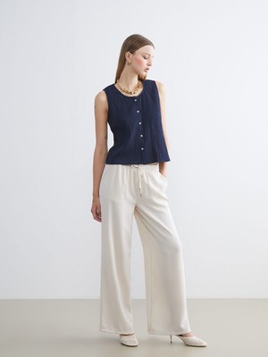 Lc Waikiki Yeni Sezon Beli Lastikli Geniş Paça Kadın Pantolon