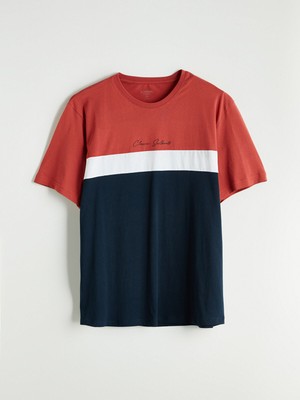 Lc Waikiki Yeni Sezon Bisiklet Yaka Renk Bloklu Penye Erkek Tişört