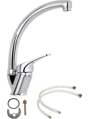 abnturk Mutfak Evye Bataryası Musluk Aç Kapa 5 Yıl Garantili Tencere Uyumlu Kuğu Model Musluk Lavabo Musluğu