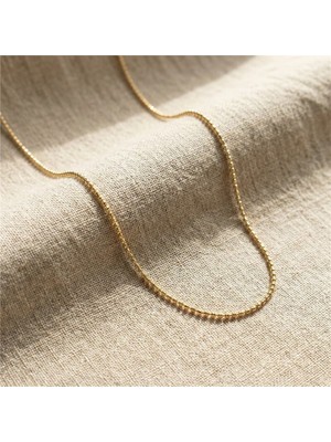 Mini Dorikalı Zincir Çelik Kolye - 14K Altın Rengi Kaplama, 45 cm / 1 mm