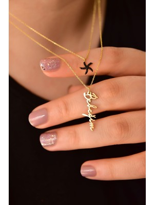 PremiumPort 925 Ayar Gümüş Deniz Yıldızı ve Bebeğim Yazılı Asansörlü Kolye