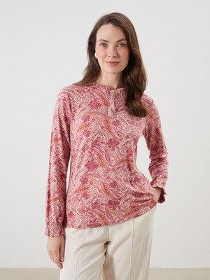 Lc Waikiki Yeni Sezon Bağlamalı Yaka Etnik Desenli Bluz