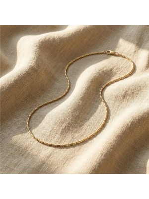 Ince Dorikalı Zincir Çelik Kolye - 14K Altın Rengi Kaplama, 43 cm / 1 mm