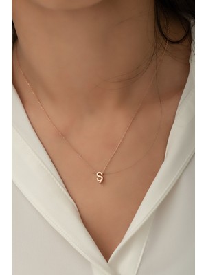 PremiumPort Üç Boyutlu Ş Harfi Kolye, Rose Altın Kaplama, 925 Ayar Gümüş, Şık Takı