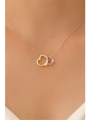 PremiumPort 925 Ayar Gümüş Çift Kalpli Şık Tasarım Kolye