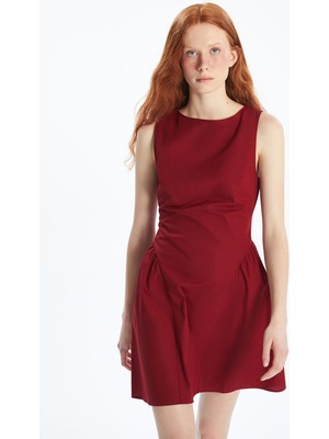 Lc Waikiki Yeni Sezon Bisiklet Yaka Büzgülü Mini Elbise