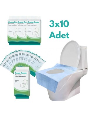 Bamm Bamm Kullan At 2 Katlı Klozet Kapağı Örtüsü | 3X10 Adet  | Tüm Klozetlerle Uyumlu | Xxl