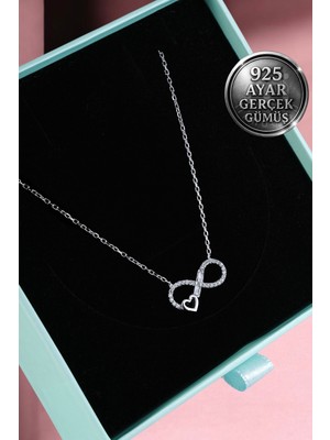 PremiumPort 925 Ayar Gerçek Gümüş Sonsuzluk Kalp Detaylı Kadın Kolyesi