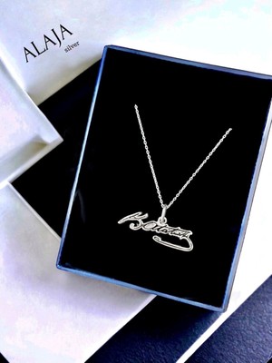 PremiumPort 925 Ayar Gümüş Unisex Atatürk Imza Tasarımlı Kolye