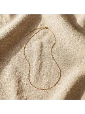 Ince Gurme Zincir Çelik Kolye - 14K Altın Rengi Kaplama, 46+5 cm / 1 mm