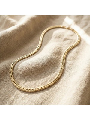 Balıksırtı Kalın Kolye - 14K Altın Rengi Kaplama, 60 cm / 7 mm