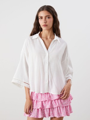 Lc Waikiki Yeni Sezon Oversize Armürlü Kadın Gömlek