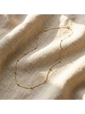 Dorikalı Çelik Kolye - 14K Altın Rengi Kaplama, 60 cm / 1 mm