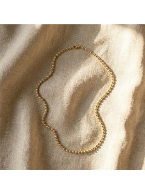 Dorikalı Zincir Çelik Kolye - 14K Altın Rengi Kaplama, 45 cm / 3 mm