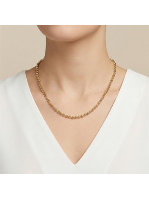 Dorikalı Zincir Çelik Kolye - 14K Altın Rengi Kaplama, 45 cm / 3 mm