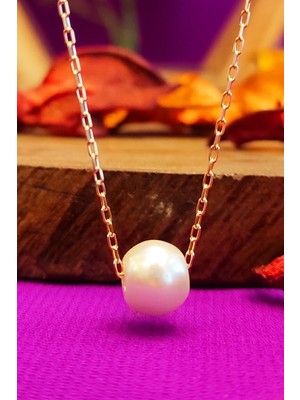 PremiumPort Parlak Gümüş Inci Kolye, Yaldızlı Zincirli Kadın Takısı, Şık ve Zarif