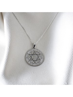 PremiumPort 925 Ayar Gümüş Hz. Süleyman Mührü Kolye, Şık ve Zarif Tasarım