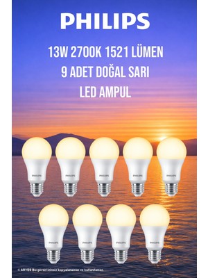 Philips 13W LED Ampul | 1521 Lümen Doğal Sarı Işık | E27 Avantaj Paket