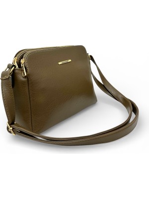 ÖZER-1437 Sanmorris Ayarlanabilir Çapraz Askılı 3 Bölmeli Suni Deri Kadın Omuz Çantası