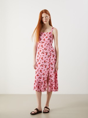 Lc Waikiki Yeni Sezon Kare Yaka Çiçekli Elbise