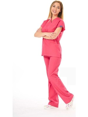 Uçak Medikal Nar Çiçeği Alpaka V Yaka Takım (Takma Kol)