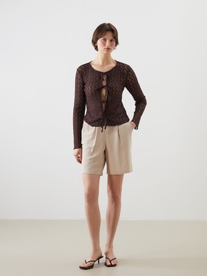 Lc Waikiki Yeni Sezon Beli Lastikli Keten Karışımlı Kadın Şort