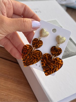 Miliva Kalpli Leopar Küpe | Abiye Küpe | Büyük Boy Sallantılı Küpe