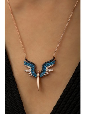 PremiumPort Renkli Taşlı Rose Mikail Meleği Gümüş Kolye, Şık ve Zarif Tasarım