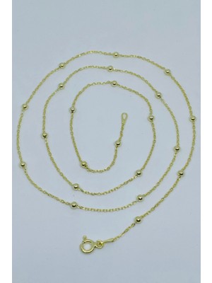 PremiumPort Kadın 14K Altın Kaplama Gümüş Toplu 50 cm Zincir